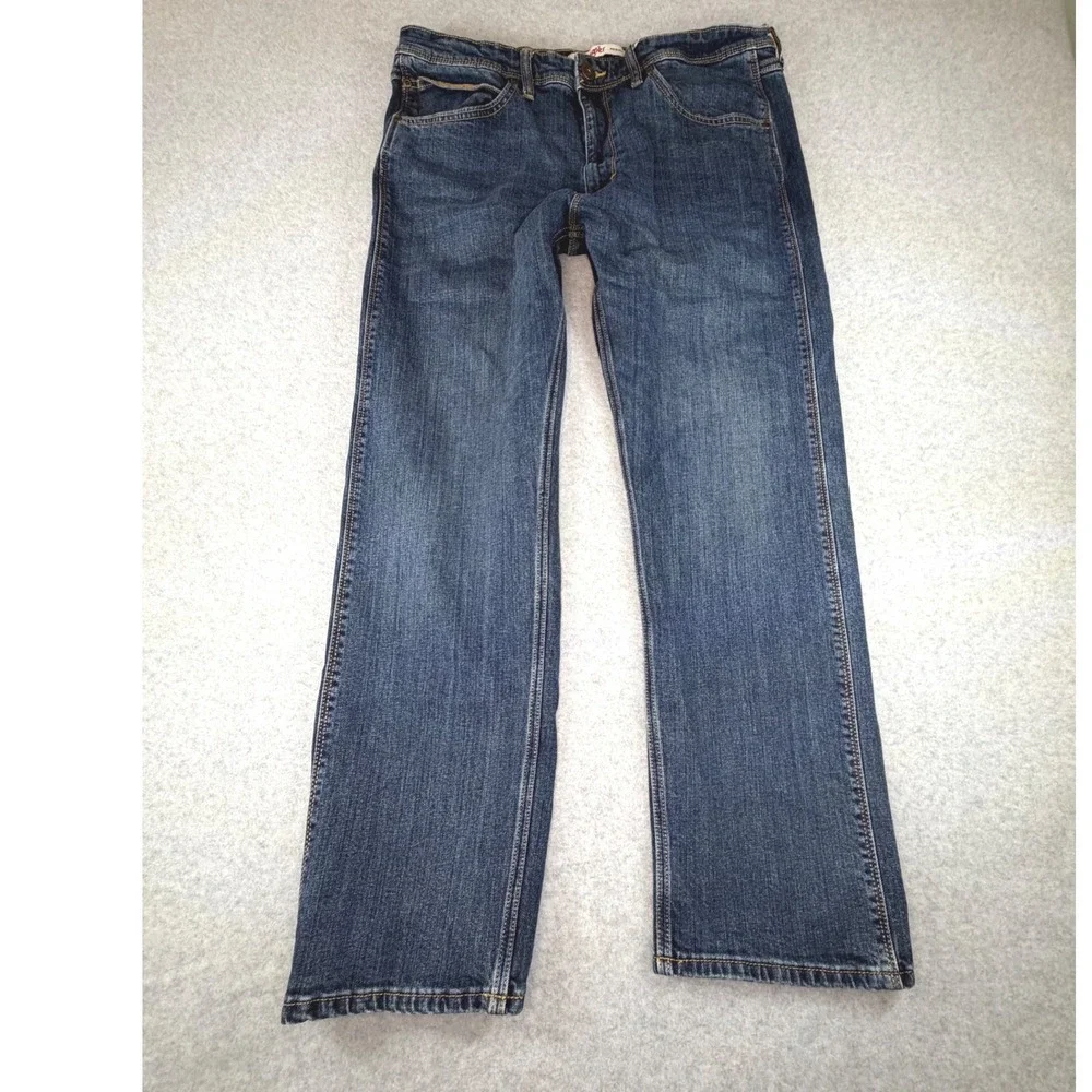 Wrangler Regular Fit Mens Jeans Dark Wash Blue Straight Leg 34x29 1796601